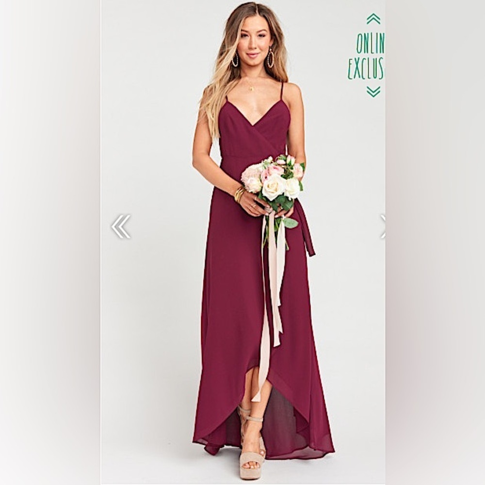 Show Me Your Mumu Mariah Wrap Dress Merlot Chiffon Women’s Large - Picture 2 of 7